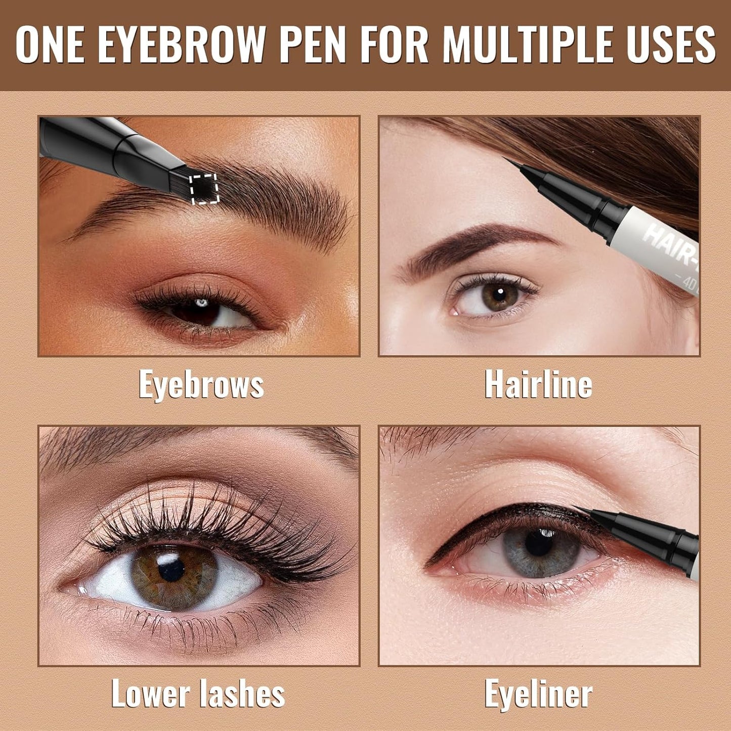 iMethod Eyebrow Pen - Eyebrow Pencil,2-in-1 Eyeliner Dual-Ended Microblading Eyebrow Pencil Long Lasting Waterproof Hair-Like Brow Pencil,with Eyebrow Brush,Eyebrow Pencils for Women,DarkBrown