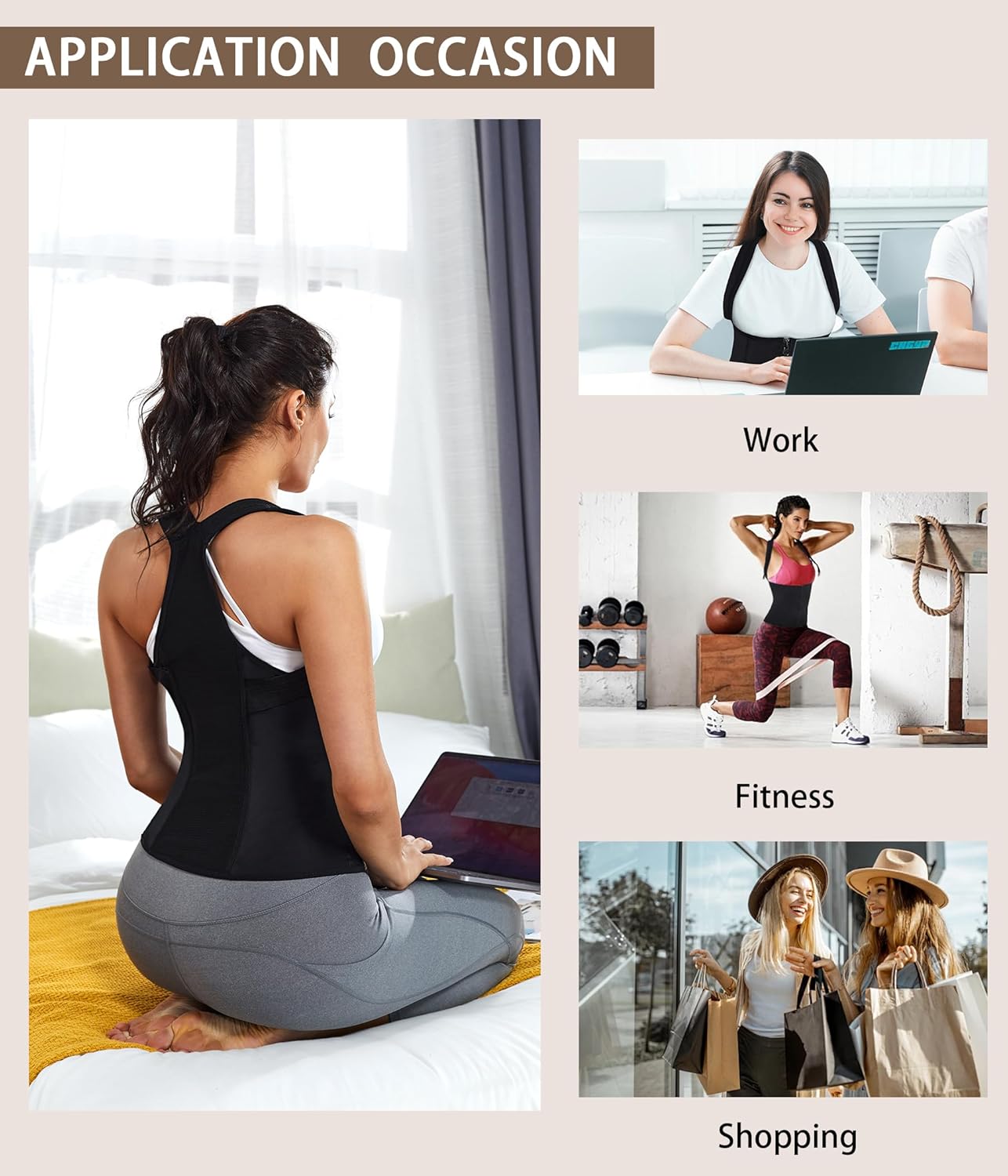 URSEXYLY Women Back Braces Posture Corrector Waist Trainer Vest Tummy Control Body Shaper for Spinal Neck Shoulder and Upper Back Supports (S, Black)