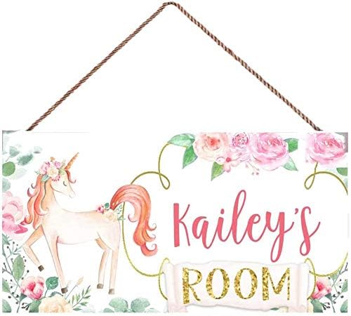 XIUXZMM Personalized Name's Unicorn Door Sign Bedroom Nursery Wall Art Decor Gift Customized Door Signs