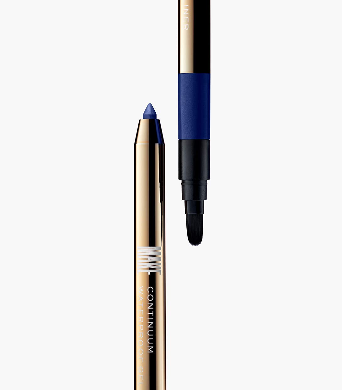 MAKE Beauty Continuum Waterproof Gel Eyeliner Pencil. Creamy, Pigmented Multi-Use, including Waterline with Built-in Sharpener and Blending Brush. Smudge-Proof Makeup. Shade - Deep Space, Navy
