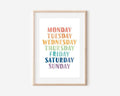 OZCONO Rainbow Days Week Poster, Colorful Learning Chart Kids, Preschool Wall Decor Art, Homeschool Education Guide (Unframed) (24x36)