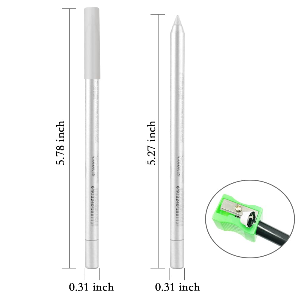 evpct 3Pcs Pearl White & Silver & White Gel Glitter Eyeliner Pencils Set for Women Waterproof Smudge Proof lapiz de ojos delineador de ojos contra el agua Eye Liner Makeup 19 20 22