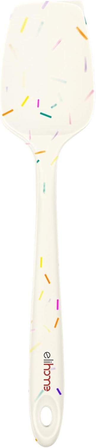 Elihome Skinny Silicone Spoonula - Non-Stick Heat Resistant Silicone Scraper Spatula for Mixing, Serving, Scraping, Stirring, and More - 11 Inch, Sprinkles