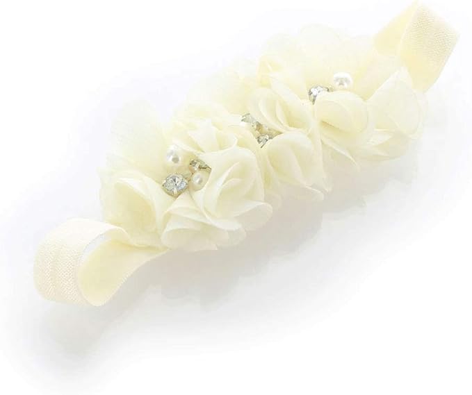My Lello Flower Headbands Baby - Girls - Toddler Fabric Beaded Stretchy Elastic Pair