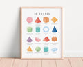 OZCONO 3D Shapes Learning Poster, Vibrant Geometry Chart Kids, Playroom Wall Decor Art, Homeschool Education Guide (Unframed) (16x24)