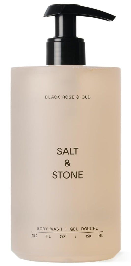 Salt & Stone Body Wash for Women & Men | Black Rose & Oud | Hydrating Gel Cleanser | Clean & Soften Skin | Made with Niacinamide & Hyaluronic Acid | Free From Parabens, Sulfates & Pthalates 15.2 fl oz