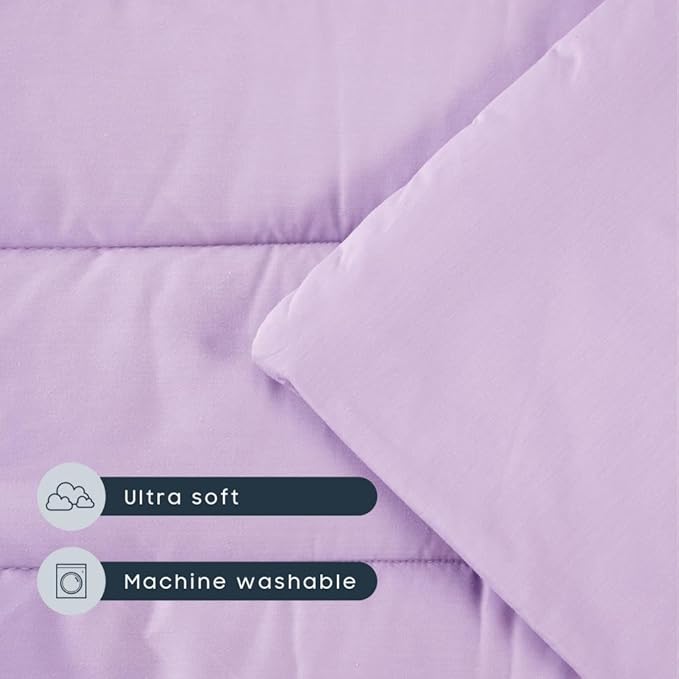 Wake In Cloud - Toddler Nap Mat with Pillow and Blanket, for Kids Boys Girls in Kindergarten Daycare Preschool Pre K, Roll Up Sleeping Bag, Solid Color, Lilac, Standard