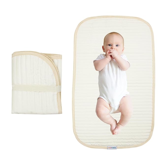 Portable Diaper Changing Pad-Quilted Thicker Waterproof Changing Pad-Change Pad Liner Bed Pad Play Mat-Travel Diaper Changing Pad (Flat)