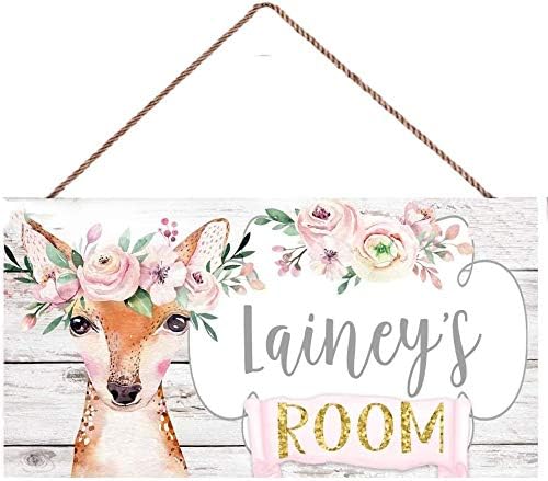 XIUXZMM Customized Kids Bedroom Sign Bedroom Nursery Baby Door Sign Personalized Sika Deer Sign Custom Kids Name Sign Baby Room Sign Wooden Wall Decor Sign Kids Room Gift