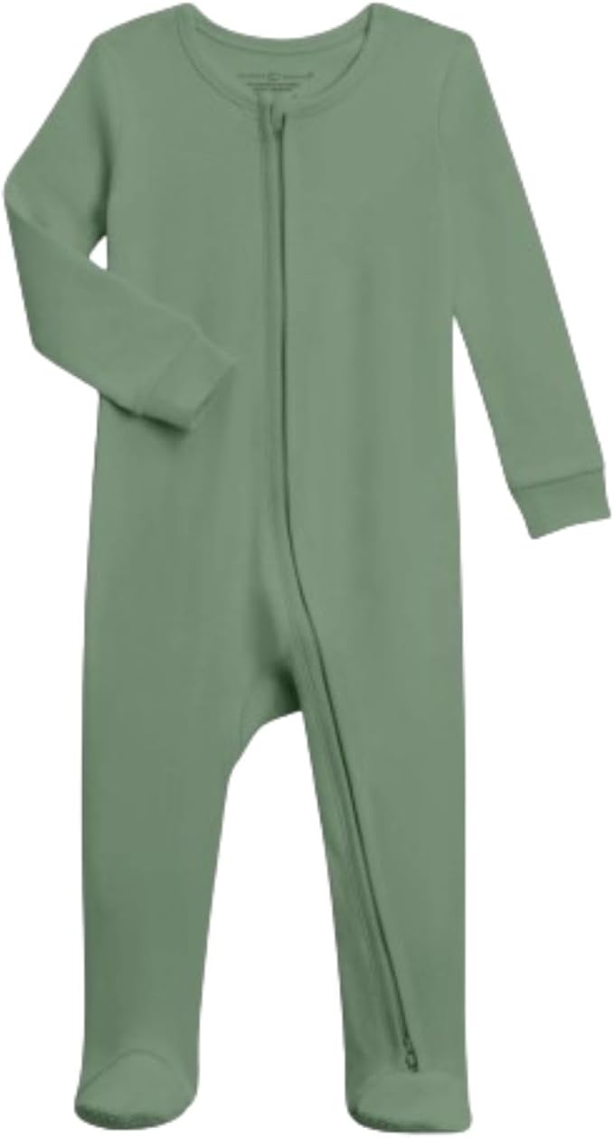 Colored Organics Baby Zip-Up Footed Sleeper with 2-Way Zipper - Newborn Organic Cotton Pajamas