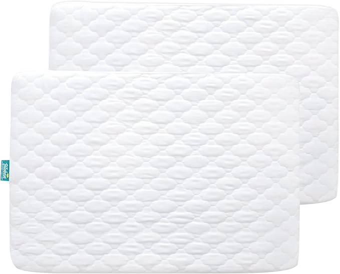 Biloban Pack and Play Sheets and Waterproof Mattress Protector Pad Cover 4 Pack Set, Ultra Soft, Grey, Noiseless Waterproof, Machine Wash