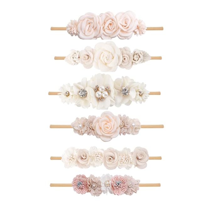 6pcs Baby Headbands Nweborn Flower Hair Bows for Girls-Infant Elastic Hair Band Bows Wraps Baby Headband Hair Accessories Gifts for Toddles