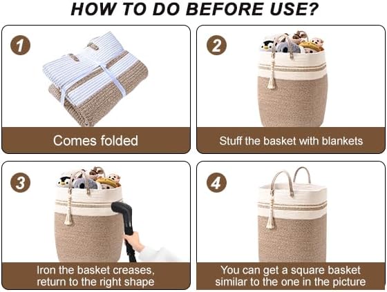 Woven Laundry Basket for Clothes, 50 L Large Rectangle Laundry Hampers with Beads Tassel, Nursery Storage Basket for Toys, Tall Dirty Clothes Hamper for Bedroom Aesthetic, Laundry Room Organization