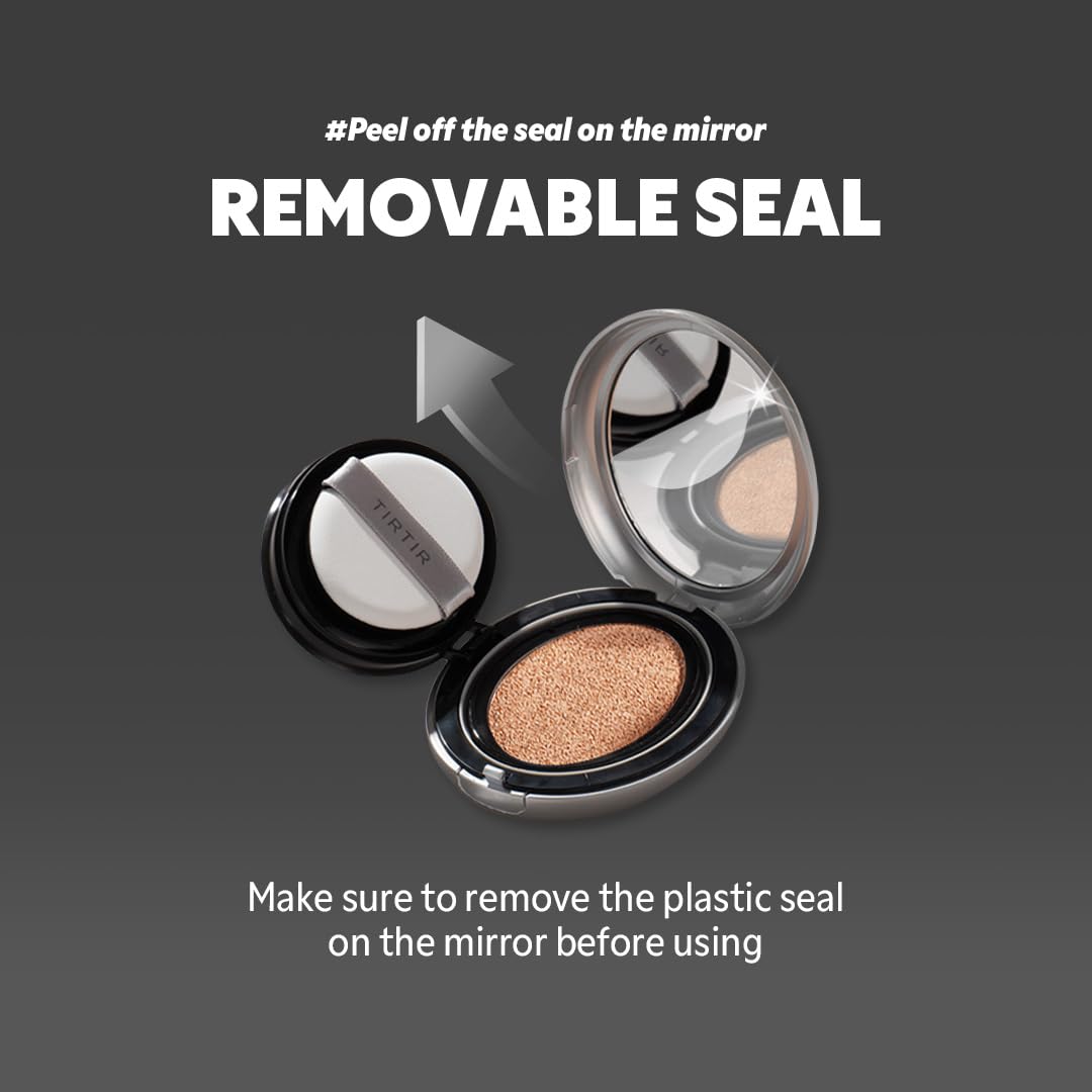 TIRTIR Mask Fit Aura Silver Cushion Foundation | Semi-glow Finish, Natural Coverage, Moisturizing, Lightweight, Korean cushion foundation (#24N Latte, Full Size, 0.63 Fl Oz)