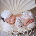 Newborn Girl Photography Outfits, Backless Lace Romper with Flower Headband Photo Props, Baby Girl Photoshoot Outfits