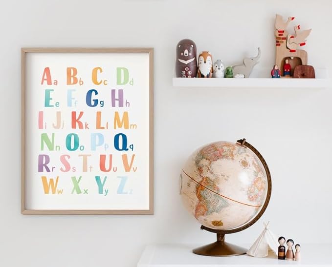 OZCONO Rainbow Alphabet Poster for Kids, Educational ABC Wall Chart for Classroom Decor, Montessori, Nursery Toddler Learning (Unframed) (11x14)