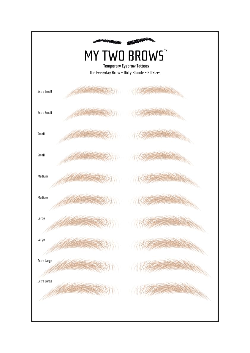 (10 pairs) Dirty Blonde Temporary Eyebrow Tattoo - Large Size - Waterproof & Smudgeproof - Everyday Brow Style Eyebrow Stickers - Sheet Lasts up to 30 Days - Won't Work on Existing Brows