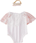 1 Set Newborns Photography Props Baby Girls Romper With Matching Headband Hairband Outfits For Photoshoots Photography Studio Props