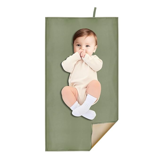 Sage Green Diaper Changing Pad for Baby, Portable Baby Changing Mat for Travel or Home, Foldable Mat Fits Perfectly in Diaper Bag (67-03)