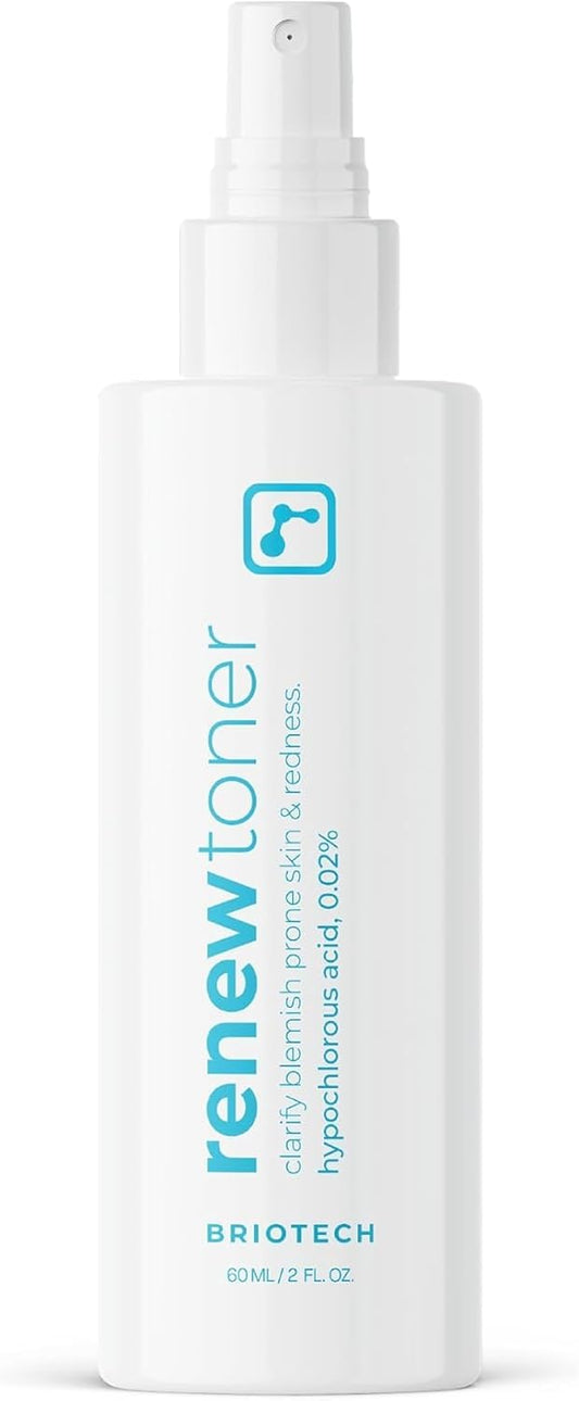 BRIOTECH Renew Toner, Hypochlorous Acid Spray, Minimize Appearance of Blemishes, Soothing Facial Mist for Sensitive Skin, Calm Redness & Bumps, Vegan, 2 fl oz Travel Size
