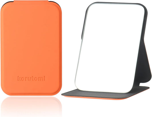 Hand Mirror,Ultrathin Ultralight, Portable, Folding, Handheld, Compact Travel Mirror for Camping,Home,Office,Small Mirror for Pocket and Purse,Good for Gift (Orange)