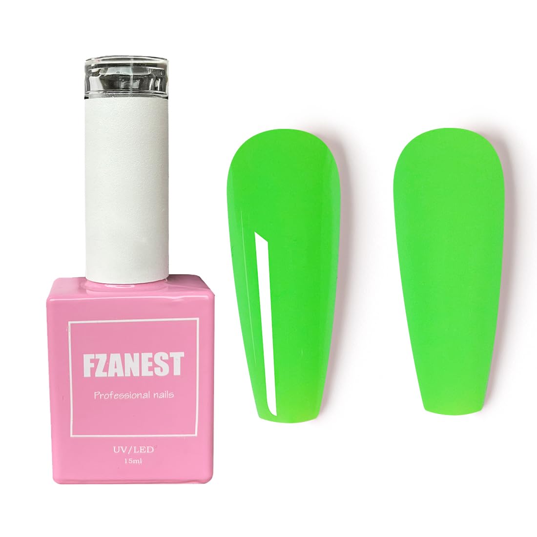 FZANEST Grass Green Gel Nail Polish,Spring Summer Bright Color Gel Polish LED UV Soak Off #1388