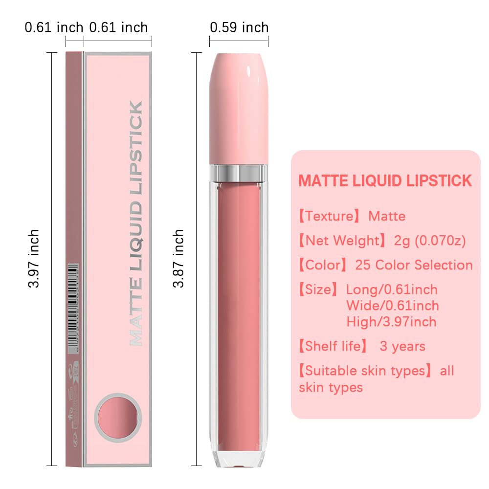 BINGBRUSH Super Matte Longwear No-Budge Stay On Smudge Proof Liquid Lipstick Long Lasting Makeup for Women,Highly Pigmented Color and Instant Shine, Cheeky