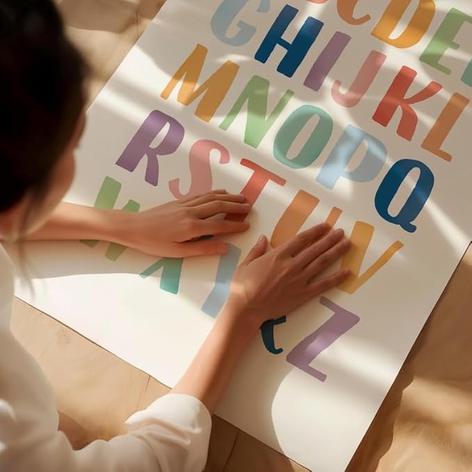 OZCONO Rainbow Alphabet and Numbers Poster for Kids, Educational Wall Art,Classroom Decor, Montessori Teaching, Toddler Learning (Unframed) (20x30)