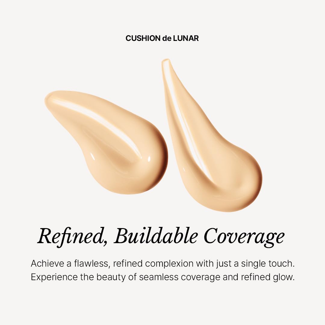 [CHALLANS de PARIS] Cushion de Lunar Excellence Foundation – 21 Bright Ivory | Long-Wear, Buildable Coverage, Lightweight Airy Fit, Hydrating Glow, SPF 40 PA+++