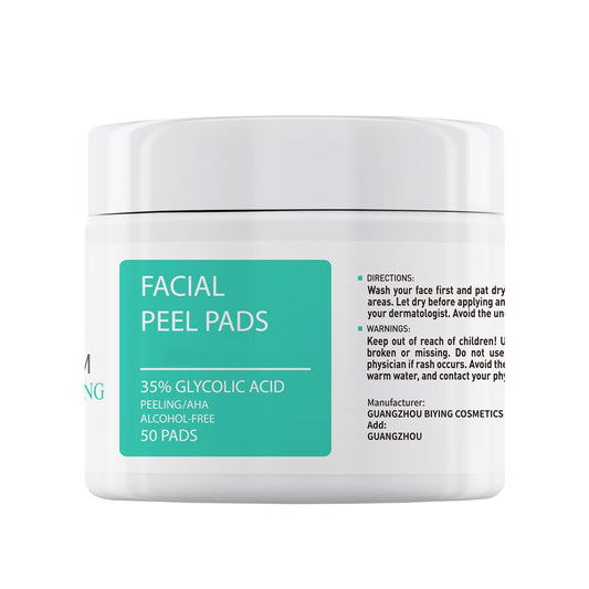 Glycolic Acid Toner Pads 35% AHA Facial Resurfacing Exfoliate Salicylic Acid Exfoliating Face Wipes Chemical Peel Exfoliant Peeling Glycolic Peel Pad for Beauty Fine Line Wrinkles 50 Pads