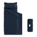 Wake In Cloud - Toddler Nap Mat with Pillow and Blanket, for Kids Boys Girls in Kindergarten Daycare Preschool Pre K, Roll Up Sleeping Bag, Solid Color, Navy Blue, Standard