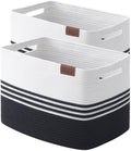 Storage Baskets, 42L*2 Pack Storage Baskets for Organizing, Laundry Basket for Closet, Cotton Rope Blanket Basket for Storage, Toy Storage Basket for Living Room, Laundry Room, Bedroom-Black