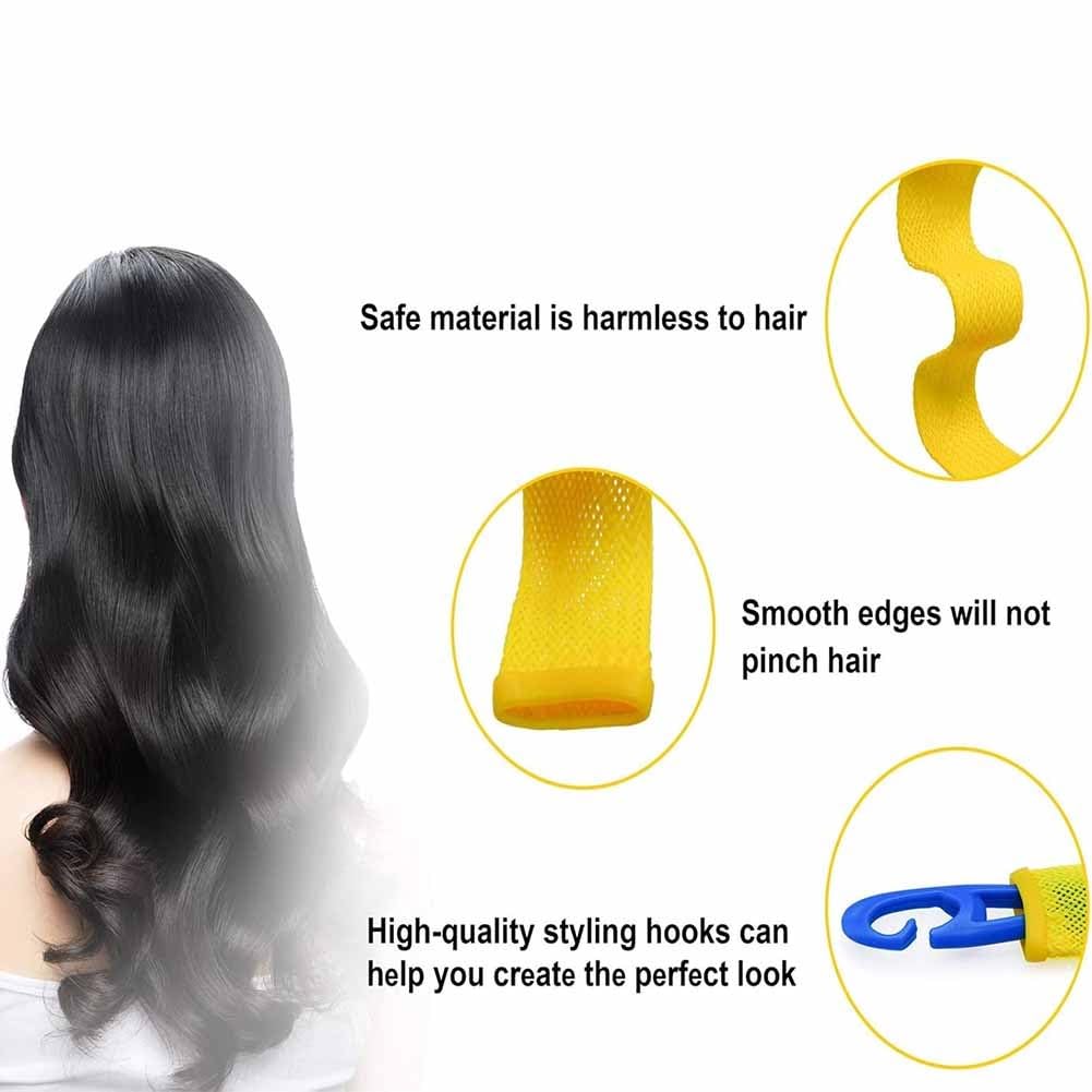 Heatless Hair Curling Set Magic No Heat Spiral Hair Curls Portable DIY Rollers Styling Kit Durable Beauty Makeup(20pcs*21.7in)