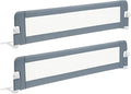 BABY JOY Double Sided Bed Rail Guard, 2 Pack, Extra Long, Swing Down for Convertible Crib, Folding Baby Safety Bedrail for Kids Twin Full Size Queen King Mattress, Rails for Toddlers (Light Gray, 71")
