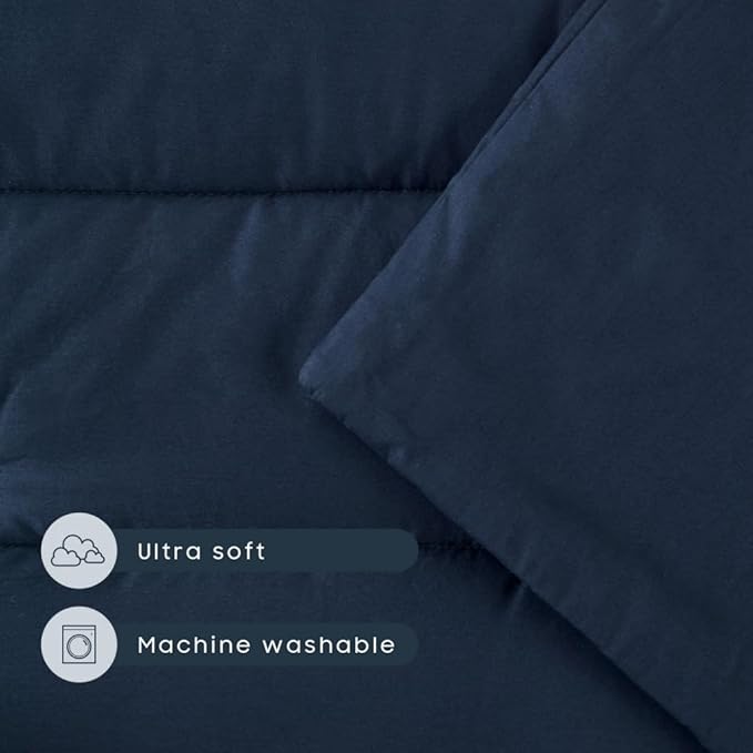 Wake In Cloud - Toddler Nap Mat with Pillow and Blanket, for Kids Boys Girls in Kindergarten Daycare Preschool Pre K, Roll Up Sleeping Bag, Solid Color, Navy Blue, Standard