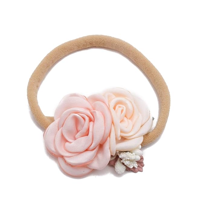 cherrboll 4pcs Baby Girl Headbands Flowers, Super Soft & Stretchy Nylon Floral Hairbands for Newborn Toddler