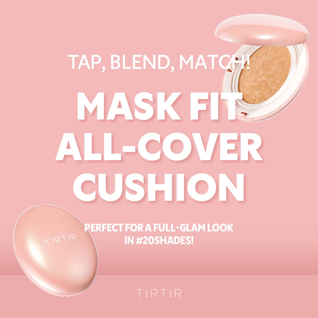[*Mini Size*] TIRTIR All Cover Pink Cushion | Korean Cushion Foundation, (#17W French Vanilla, 0.15 Fl Oz)
