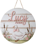 Personalized Name Sign for Nursery, Pink Goose Sign for Baby Door Decor, Newborn Gifts for Girl, Girls Nursery Wall Bedroom Decorations, Mother's Day Gifts for New Mom Dad Gift
