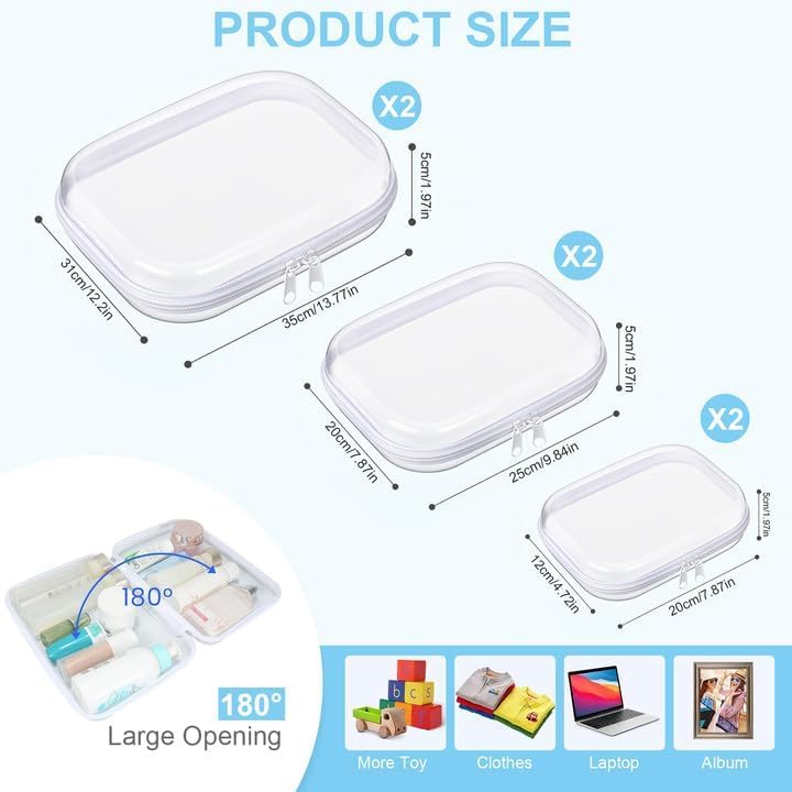 9 Pcs Clear Hard Zipper Case Hard Plastic Zipper Pouches Clear Shell Case Portable Travel Organizer Makeup Bag for Building Blocks Puzzles Cosmetics Makeup Supplies