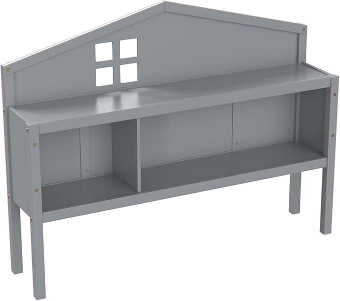 Headboard Storage Cabinet for Full-Size Montessori Floor Bed, Grey,Freely Collocation