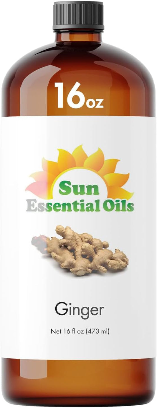 Sun Essential Oils Ginger Essential Oil 16oz Therapeutic Grade for Aromatherapy, Diffuser, Muscle, and Pain Soothing