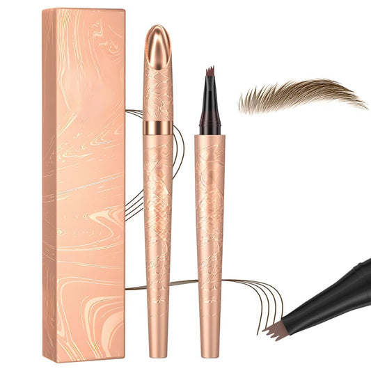 Microblading Eyebrow Pen, 2025 New 3D Waterproof Eyebrow Pencil, Premium Eye Brow Pen with 4 Tip, Long-Lasting Natural Magic Eyebrow Makeup Fine Stroke Contouring Pencil Stay on All Day (Light Brown)