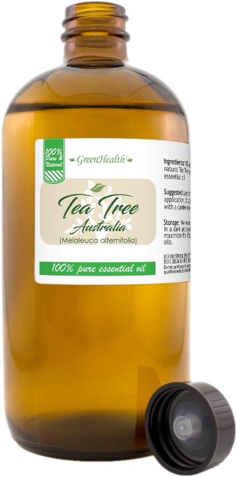 Tea Tree (Australia) Essential Oil - 16 fl oz (473 ml) Amber Glass Bottle w/Cap - 100% Pure Essential Oil - GreenHealth