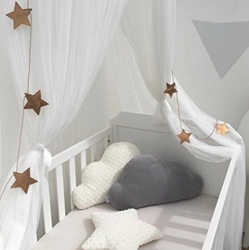 Bed Canopy for Girls - Soft, Washable and Easy to Install, Crib Canopy for Girls' Room with Star Decor, Princess Bed Canopy for Crib,Bed,Reading Nook, Snow White