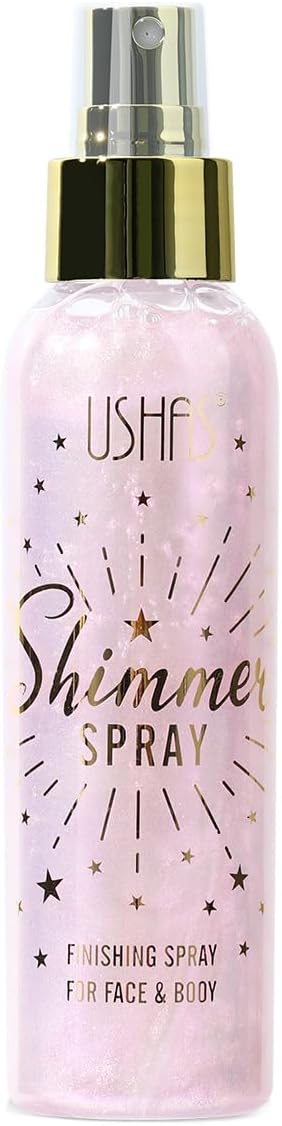 USHAS Body Glitter Spray 3.72 fl.oz - Temporary Body Shimmer Spray for Face, Hair, Clothing, Long Lasting Quick-Drying Shiny for Music Festival Rave (01)