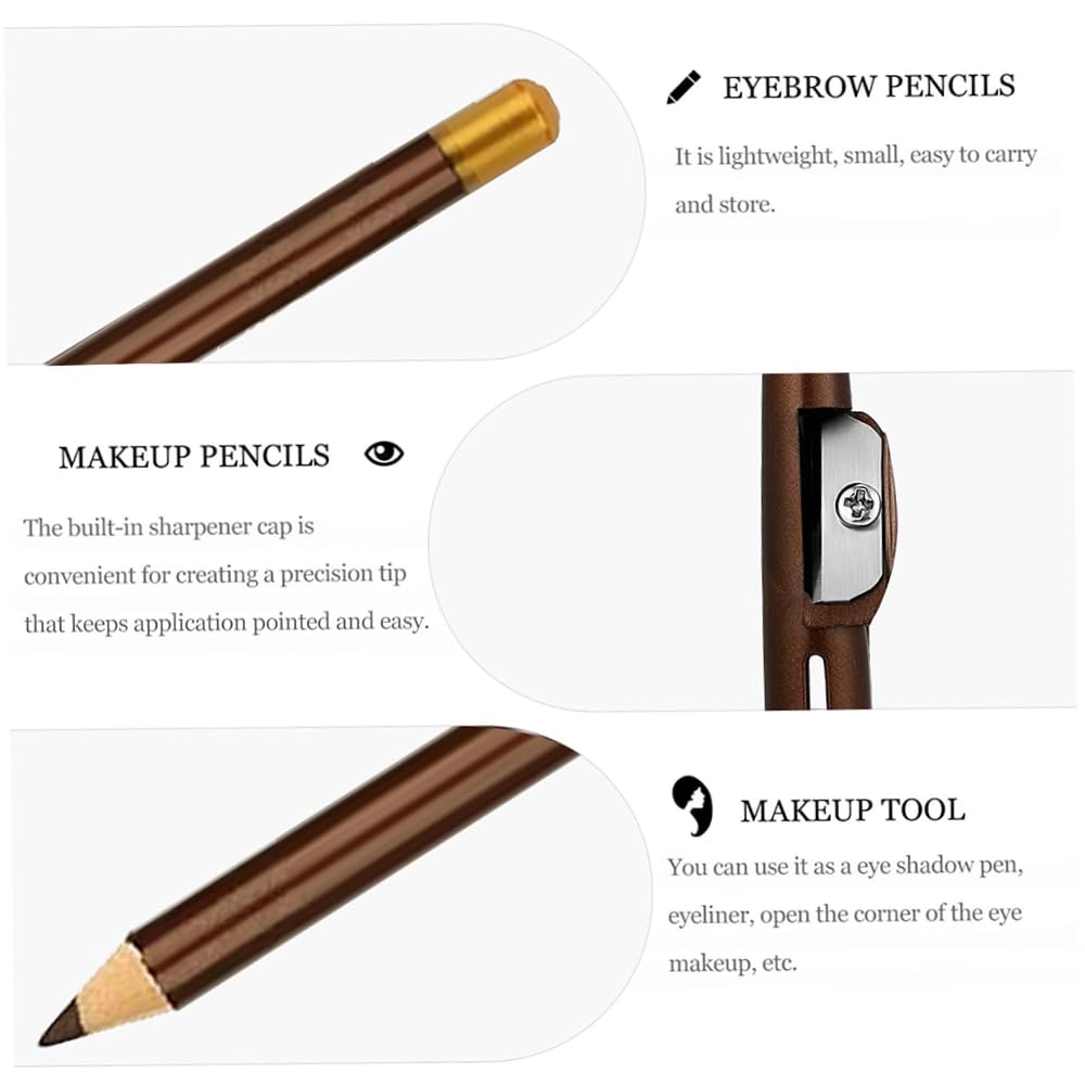 5Pcs Wooden Hard-Core Eyebrow Pencils for Women, Light Brown Eyebrow and Eyeliner Pencil, Long Lasting Waterproof and Sweat-Proof, Beginner Makeup Brow Pencil, Create a Natural Eye Brow