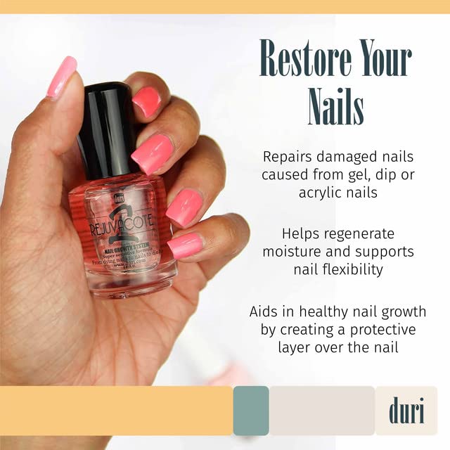 Duri Rejuvacote 2 Nail Growth System Sensitive Formula - Nail Hardener and Strengthener for Brittle, Breaking, Splitting Nail Repair - 0.45 Fl Oz (Pack of 1)