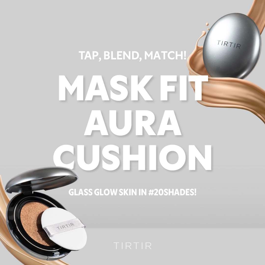 TIRTIR Mask Fit Aura Silver Cushion Foundation | Semi-glow Finish, Natural Coverage, Moisturizing, Lightweight, Korean cushion foundation (#29N Natural Beige, Full Size, 0.63 Fl Oz)
