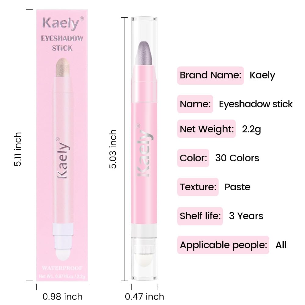 Kaely 2in1 Cream Eye Shadow Brightener Sticks for Eyes, Pencil Eyeshadow Applicator Stick Waterproof Pigmented, Eye Shadow Palette Highlighter Makeup, sombras para ojos, 24 Smoky Amethyst Shimmer