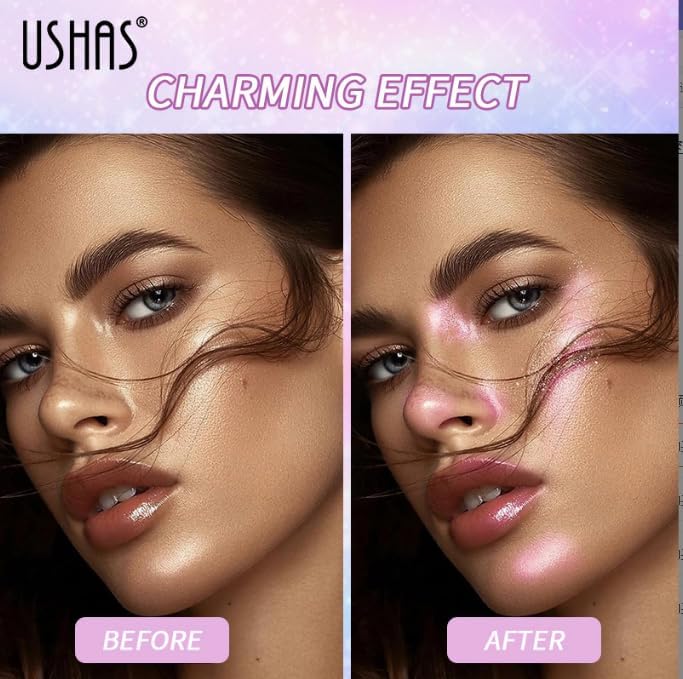 USHAS Body Glitter Spray 3.72 fl.oz - Temporary Body Shimmer Spray for Face, Hair, Clothing, Long Lasting Quick-Drying Shiny for Music Festival Rave (01)